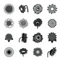 Sunflower blossom icons set, simple style Royalty Free Stock Photo