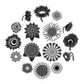 Sunflower blossom icons set, simple style Royalty Free Stock Photo