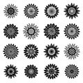 Sunflower blossom icons set, simple style Royalty Free Stock Photo