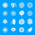 Sunflower blossom icons set, simple style Royalty Free Stock Photo