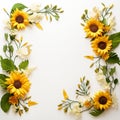 Sunflower Border on White Serene Simplicity