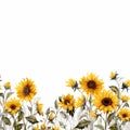 Sunflower Border on White Serene Simplicity