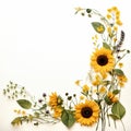 Sunflower Border on White Serene Simplicity