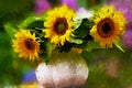 Sunflower bouquet painting in oil