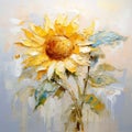 Sunflower Branch In Ariana Grande Style: Impressionism Art By Paul