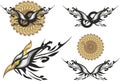 Sunflower, butterfly, eagle head icons on a white background for your design