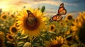 sunflower with butterfly