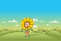 Sunflower cartoon girl