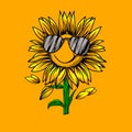 the sunflower character illustration with handrawn style