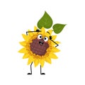 Sunflower character with panic emotions Royalty Free Stock Photo