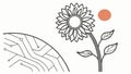 Sunflower with Circuitry, Organic and Digital Fusion, vector design Generative AI Royalty Free Stock Photo