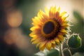 Sunflower closeup on blurred background. Shallow depth of field.