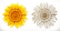 Sunflower. 3d realism. Vector illustration Royalty Free Stock Photo