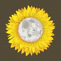 Sunflower Decorated with Moon and Vintage Designs