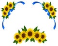 Sunflower decoration icon border ribbon (vector)