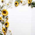 Sunflower Edges on White Gentle Beauty Royalty Free Stock Photo