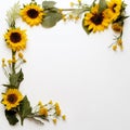 Sunflower Edges on White Simple Blooms Royalty Free Stock Photo
