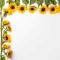 Sunflower Edges on White Simple Blooms Royalty Free Stock Photo