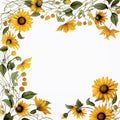 Sunflower Edges on White Simple Blooms Royalty Free Stock Photo