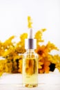 Sunflower essential oil, aromatherapy essence, or medicinal liquid