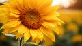 Sunflower in the field. Sunflower blooming in summer.