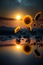 sunflower field in a moutain, girassol no campo e montanha Royalty Free Stock Photo