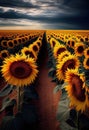 Sunflower Botanical Illustration, Sun Flowers Isolated, Sunflowers Abstract Generative AI Illustration