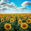 Sunflower Field Landscape, Panoramic Sun Flowers Farm, Sunflowers Wow Landscape