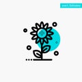 Sunflower, Floral, Nature, Spring turquoise highlight circle point Vector icon