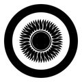 Sunflower flower Sun icon in circle round black color vector illustration flat style image Royalty Free Stock Photo