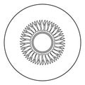 Sunflower flower Sun icon in circle round outline black color vector illustration flat style image Royalty Free Stock Photo