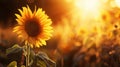 Sunflower in golden hour sunlight Royalty Free Stock Photo