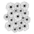 Sunflower hand drawn line art for coloring page and freehand sketch drawing for adult antistress coloring book Royalty Free Stock Photo