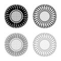 Sunflower icon outline set black grey color vector illustration flat style image Royalty Free Stock Photo