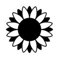 Sunflower illustration in black and white on isolated background Royalty Free Stock Photo