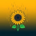 sunflower illustration with a gradient background and abstract lines Royalty Free Stock Photo