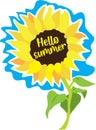 Sunflower illustration with hello summer