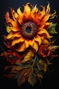 Sunflower Leaves Flowers Sculpture Fiery Palette Baroque Surrend