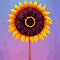 Sunflower Low poly concept on white background