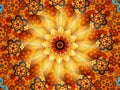 Sunflower mandala with lights, abstract background
