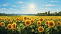 a sunflower meadow and bright blooms stand tall amidst a dance of sunbeams