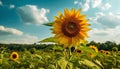 Sunflower meadow, vibrant yellow petals, nature beauty under summer sun generated by AI Royalty Free Stock Photo