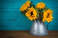 Sunflower in metal vase Royalty Free Stock Photo