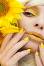 Sunflower nail design.