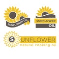 Sunflower natural oil product vector label templates