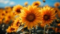 Sunflower, nature vibrant beauty in a meadow of yellow generated by AI Royalty Free Stock Photo