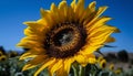 Sunflower, nature yellow beauty, blooms in summer vibrant meadow generated by AI