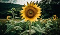 Sunflower, nature yellow beauty, blooms in summer vibrant meadow generated by AI