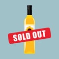 sunflower oil bottle sold out sign isolated