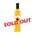 sunflower oil bottle sold out sign isolated